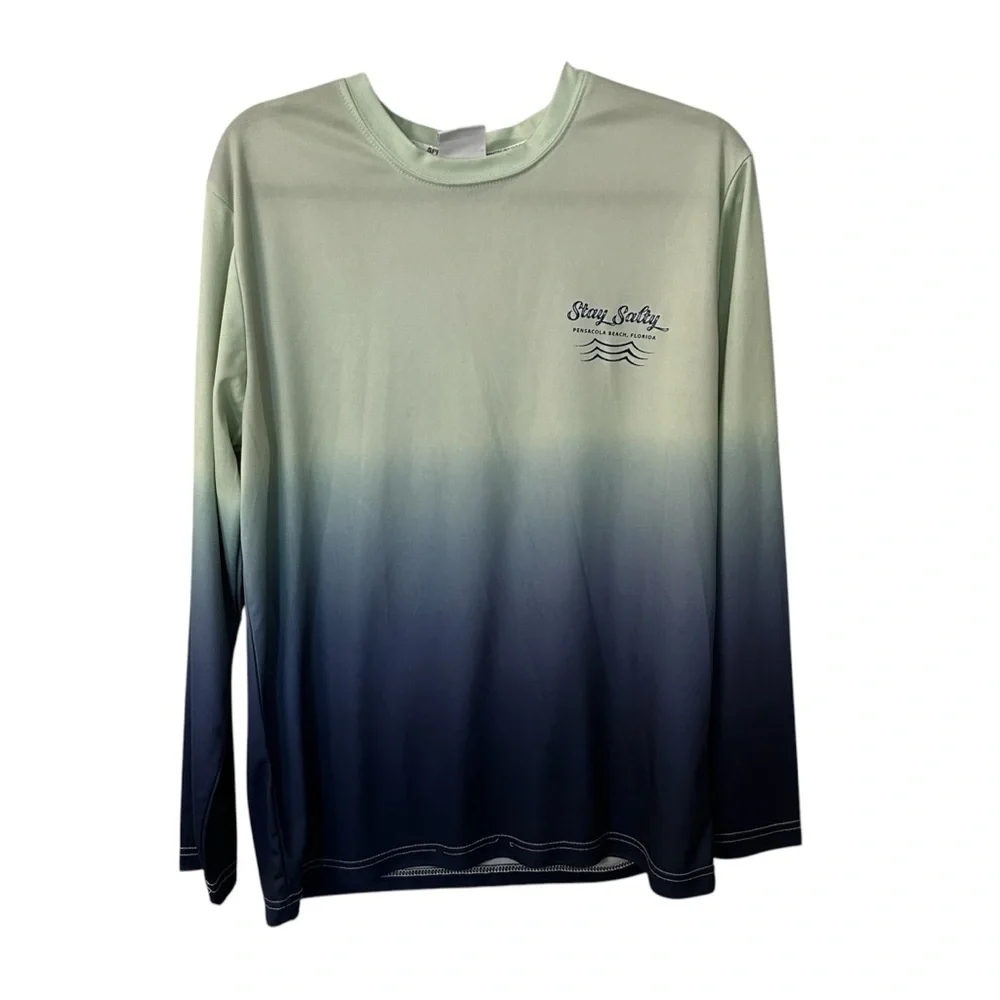 Spicy Tuna Coastal Outfitter Men’s Long Sleeve Stay Salty Swim Shirt Sz M GUC